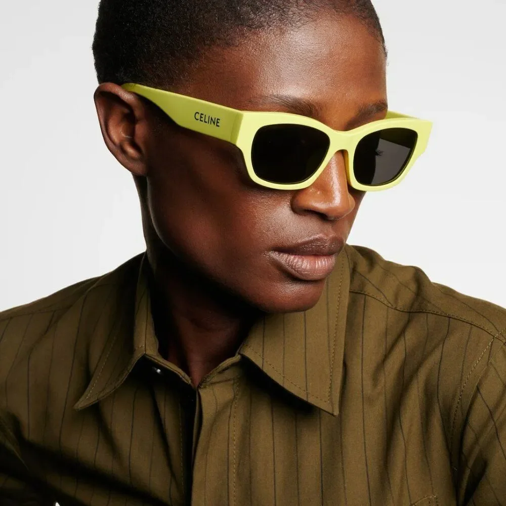 Celine MONOCHROMS Men Sunglasses Lime Green Grey Cat Eye CL40197U 93A BRAND NEW
